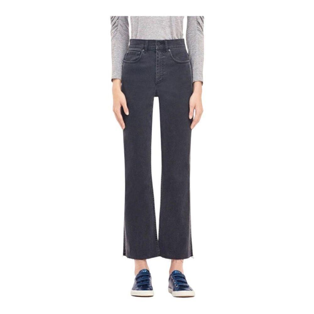 Rebecca Taylor La Vie Size 30 Jeans Glitter Stripe Charcoal Gray High Rise Flare